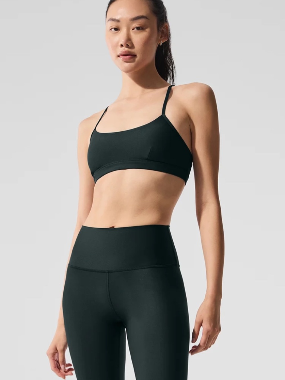 Alo Yoga Airlift Intrigue Bra Charcoal Green Athletic Womens M NWOT